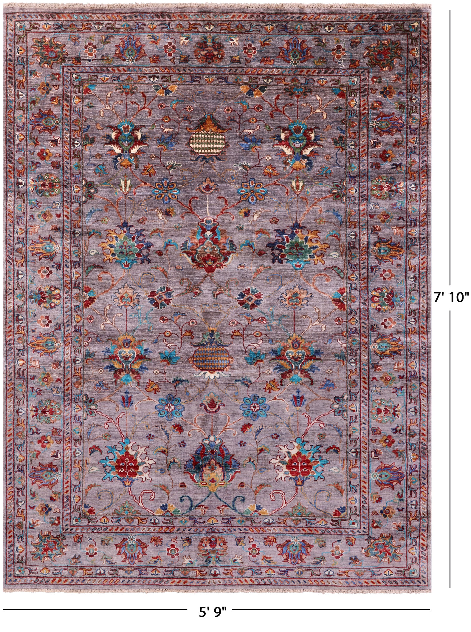 Peshawar Hand Knotted Wool Rug - 5' 9" X 7' 10" - Golden Nile