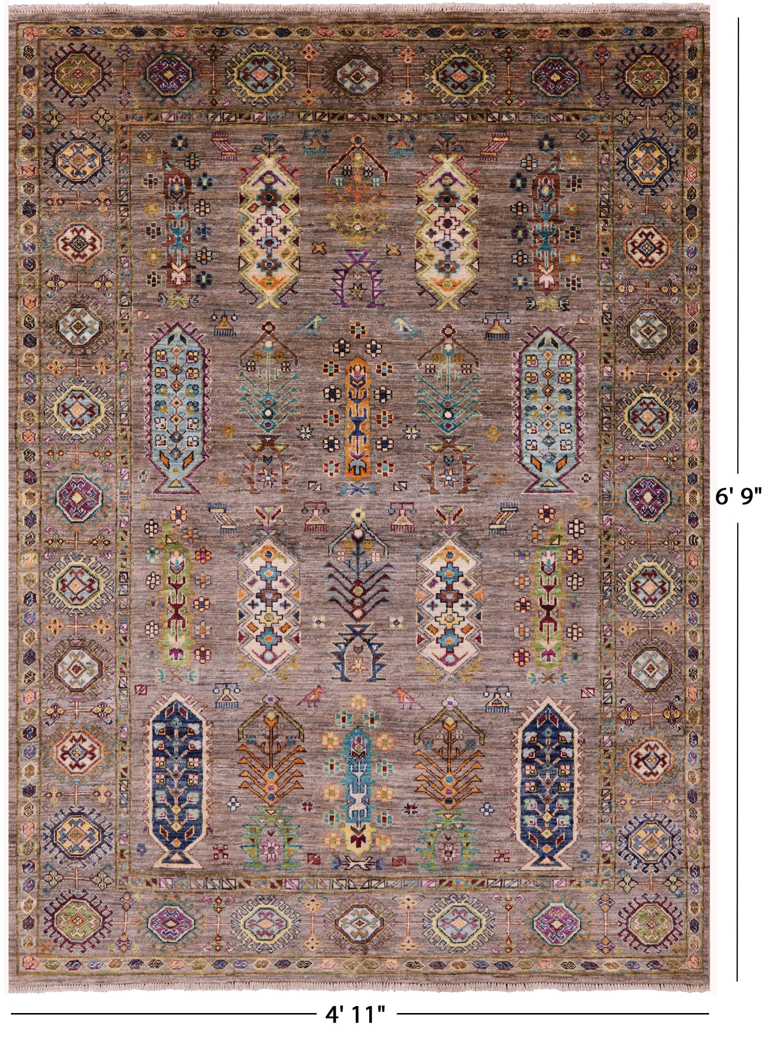Turkmen Ersari Hand Knotted Wool Rug - 4' 11" X 6' 9" - Golden Nile