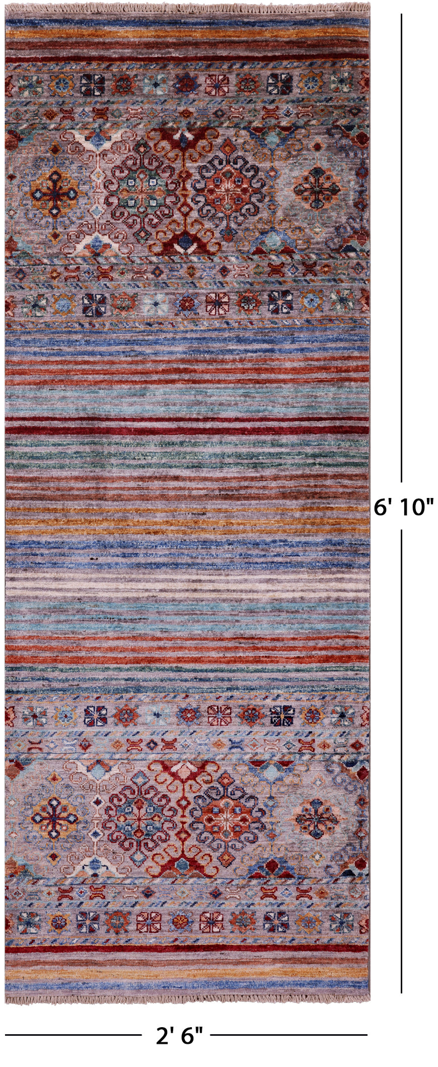 Khorjin Persian Gabbeh Hand Knotted Wool Runner Rug - 2' 6" X 6' 10" - Golden Nile