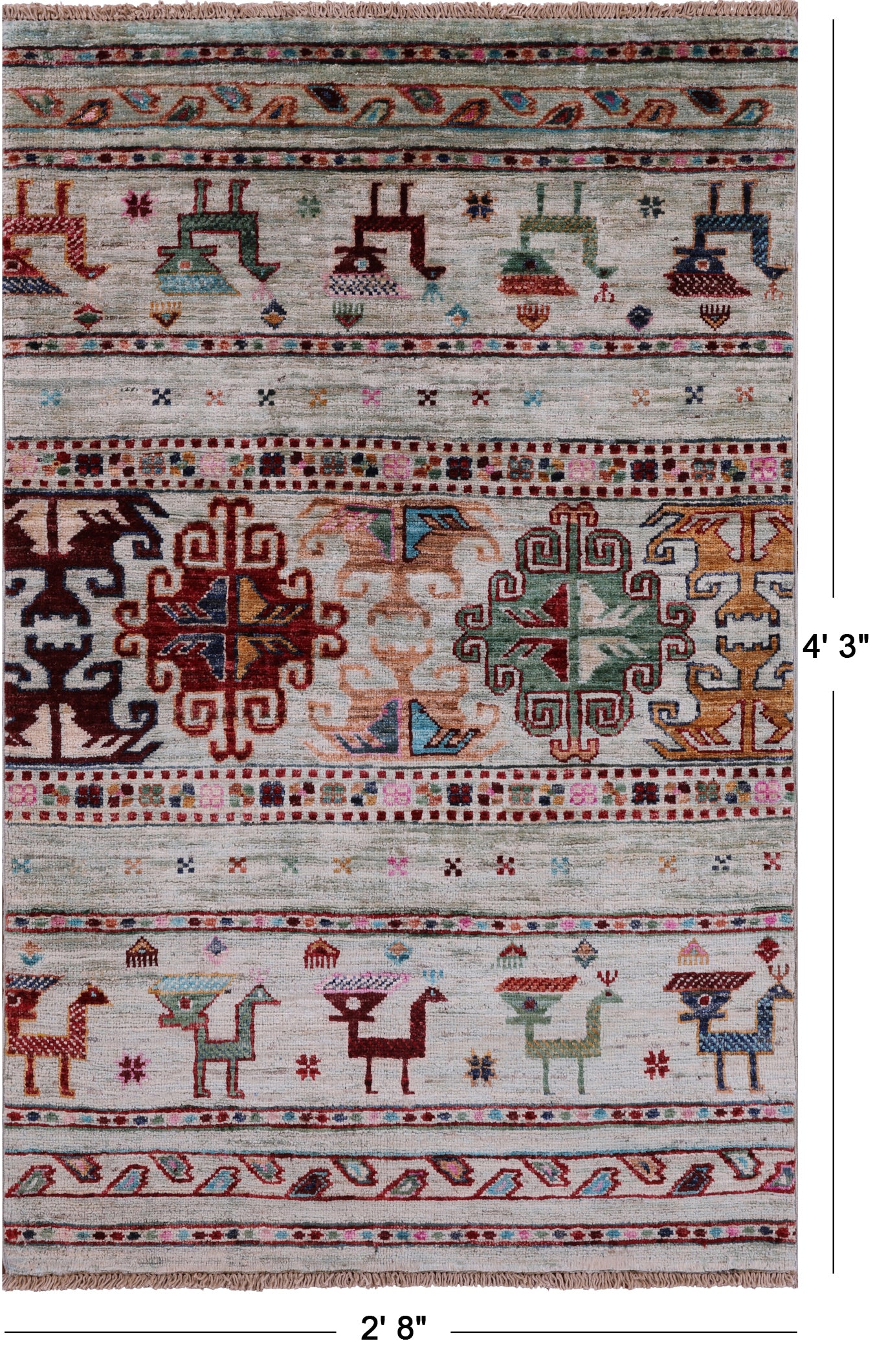 Tribal Persian Gabbeh Hand Knotted Wool Rug - 2' 8" X 4' 3" - Golden Nile