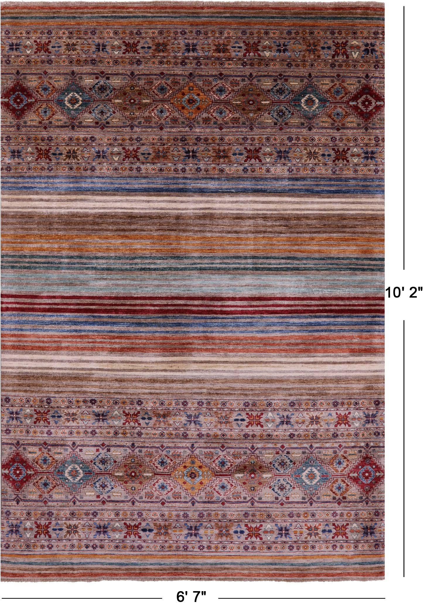 Khorjin Persian Gabbeh Handmade Wool Rug - 6' 7" X 10' 2" - Golden Nile