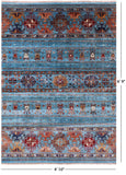 Blue Khorjin Persian Gabbeh Hand Knotted Wool Rug - 4' 10" X 6' 9" - Golden Nile