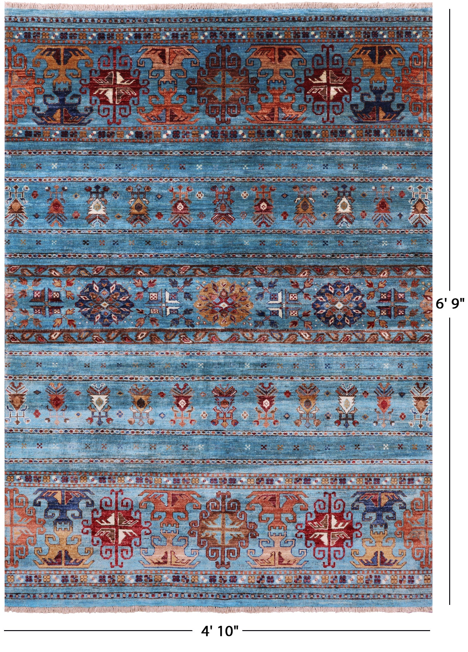 Blue Khorjin Persian Gabbeh Hand Knotted Wool Rug - 4' 10" X 6' 9" - Golden Nile