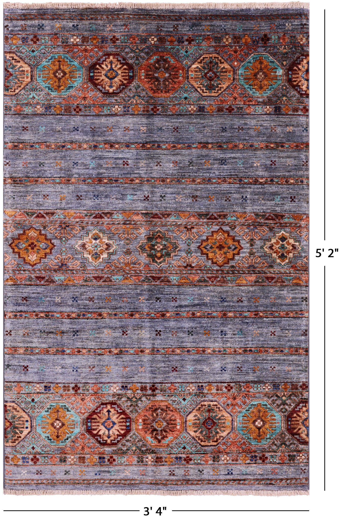Grey Khorjin Persian Gabbeh Hand Knotted Wool Rug - 3' 4" X 5' 2" - Golden Nile