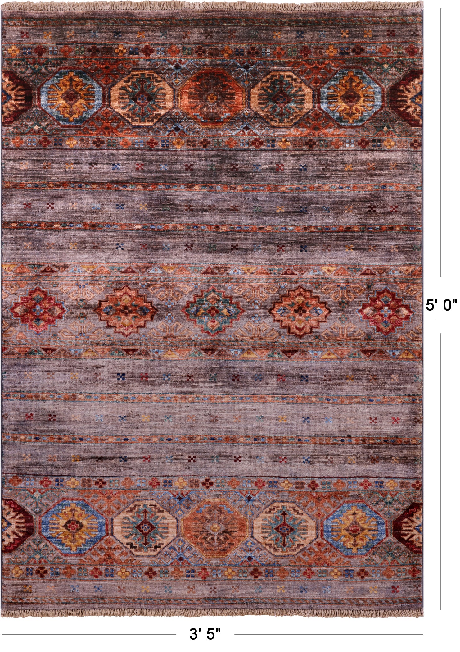Khorjin Persian Gabbeh Hand Knotted Wool Rug - 3' 5" X 5' 0" - Golden Nile