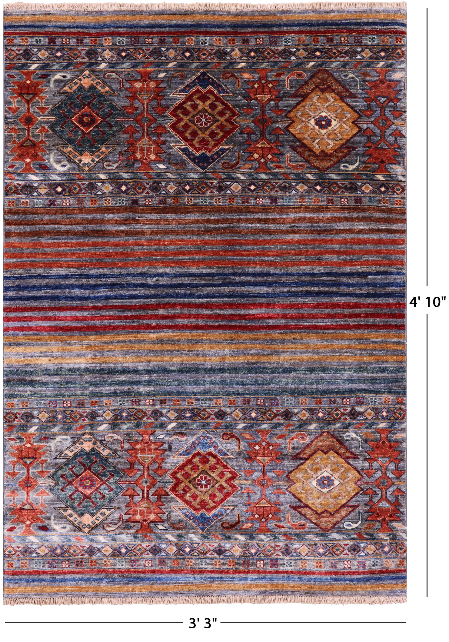 Khorjin Persian Gabbeh Hand Knotted Wool Rug - 3' 3" X 4' 10" - Golden Nile