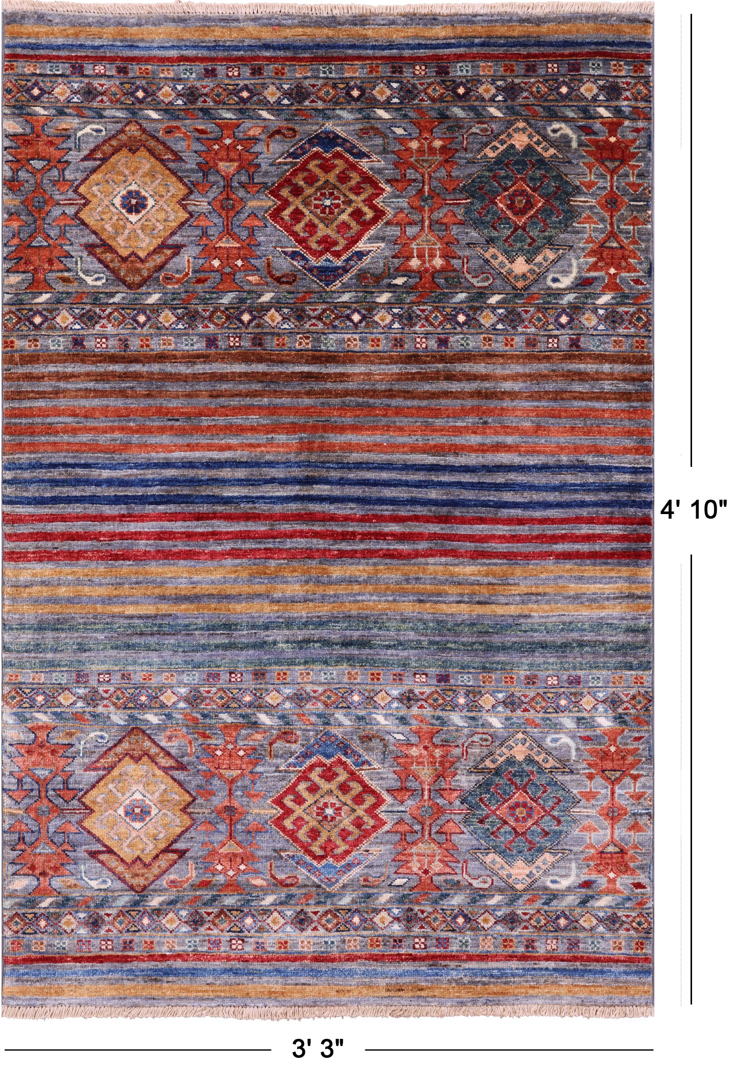 Khorjin Persian Gabbeh Handmade Wool Rug - 3' 3" X 4' 10" - Golden Nile