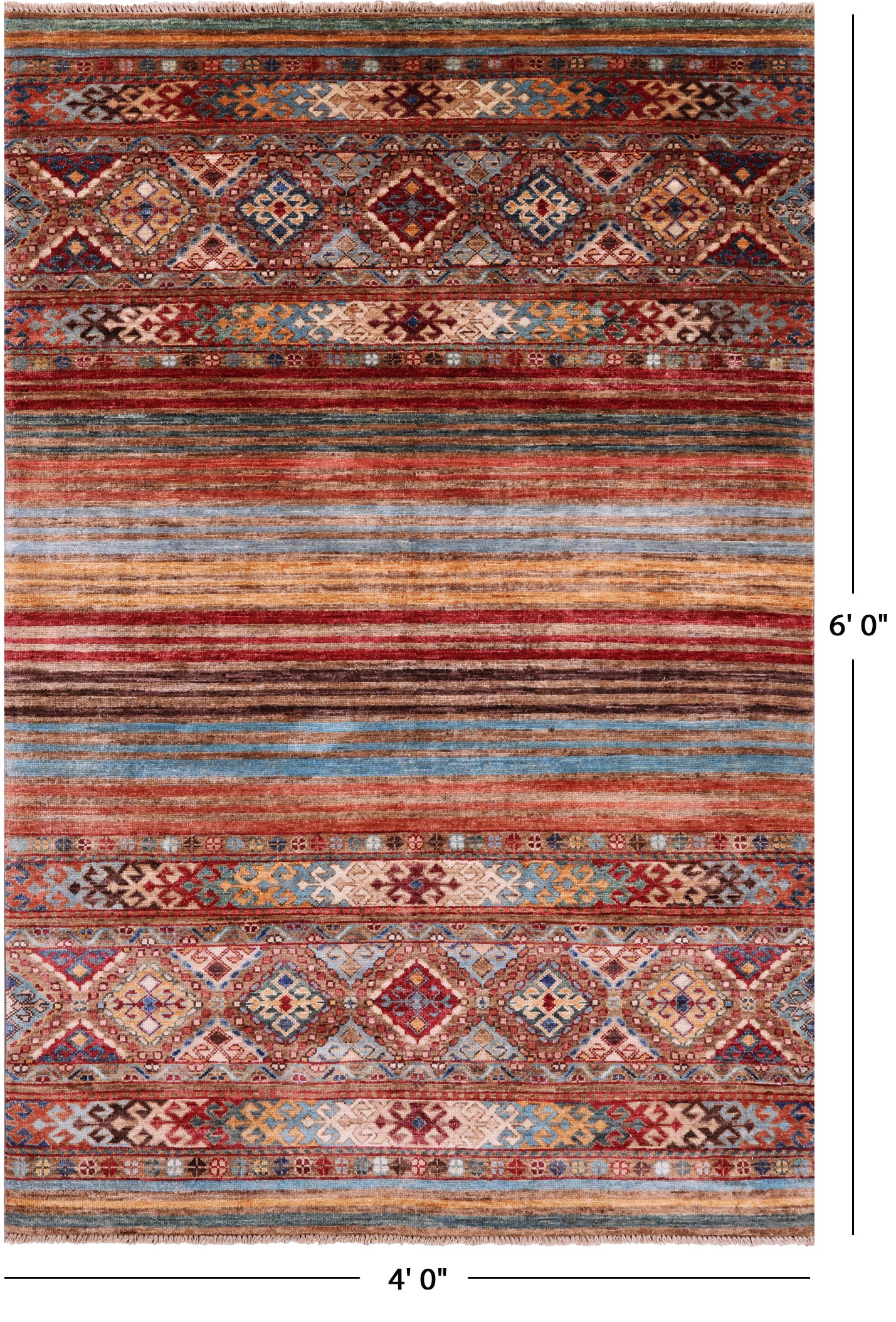 Khorjin Persian Gabbeh Hand Knotted Wool Rug - 4' 0" X 6' 0" - Golden Nile