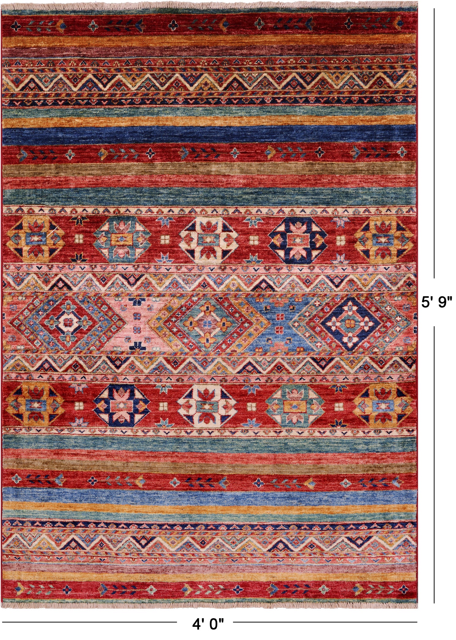 Khorjin Persian Gabbeh Hand Knotted Wool Rug - 4' 0" X 5' 9" - Golden Nile