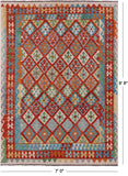 Reversible Kilim Flat Weave Wool On Wool Rug - 7' 0" X 9' 8" - Golden Nile