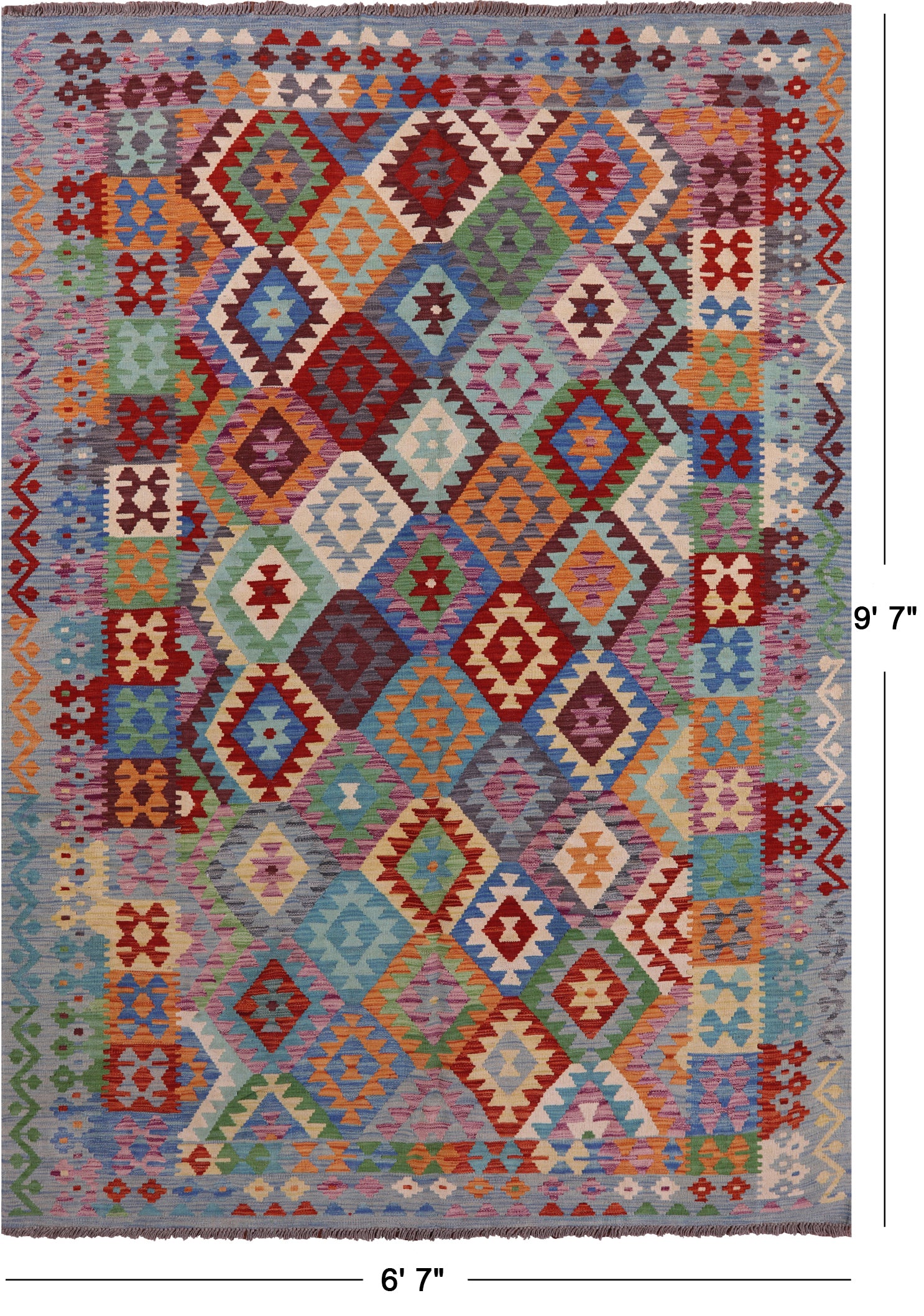 Reversible Kilim Flat Weave Wool On Wool Rug - 6' 7" X 9' 7" - Golden Nile