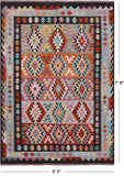 Reversible Kilim Flat Weave Wool On Wool Rug - 5' 5" X 7' 8" - Golden Nile