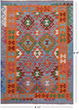 Reversible Kilim Flat Weave Wool On Wool Rug - 4' 11" X 6' 9" - Golden Nile