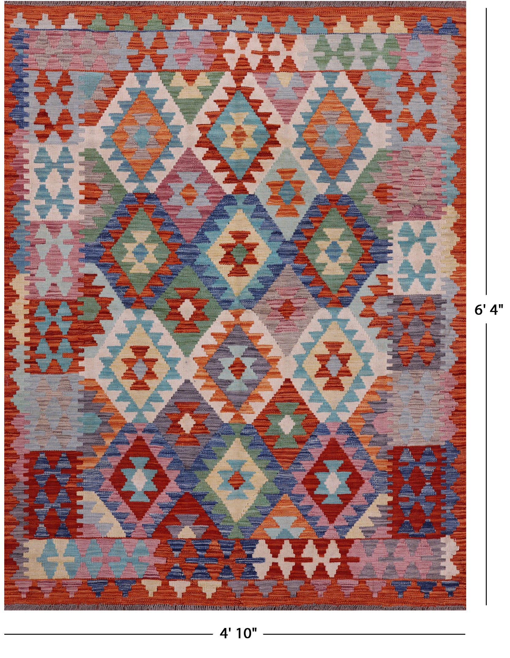 Reversible Kilim Flat Weave Wool On Wool Rug - 4' 10" X 6' 4" - Golden Nile
