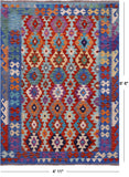 Reversible Kilim Flat Weave Wool On Wool Rug - 4' 11" X 6' 6" - Golden Nile