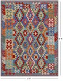 Reversible Kilim Flat Weave Wool On Wool Rug - 5' 1" X 6' 4" - Golden Nile