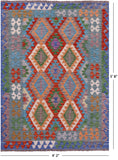 Reversible Kilim Flat Weave Wool On Wool Rug - 4' 2" X 5' 8" - Golden Nile