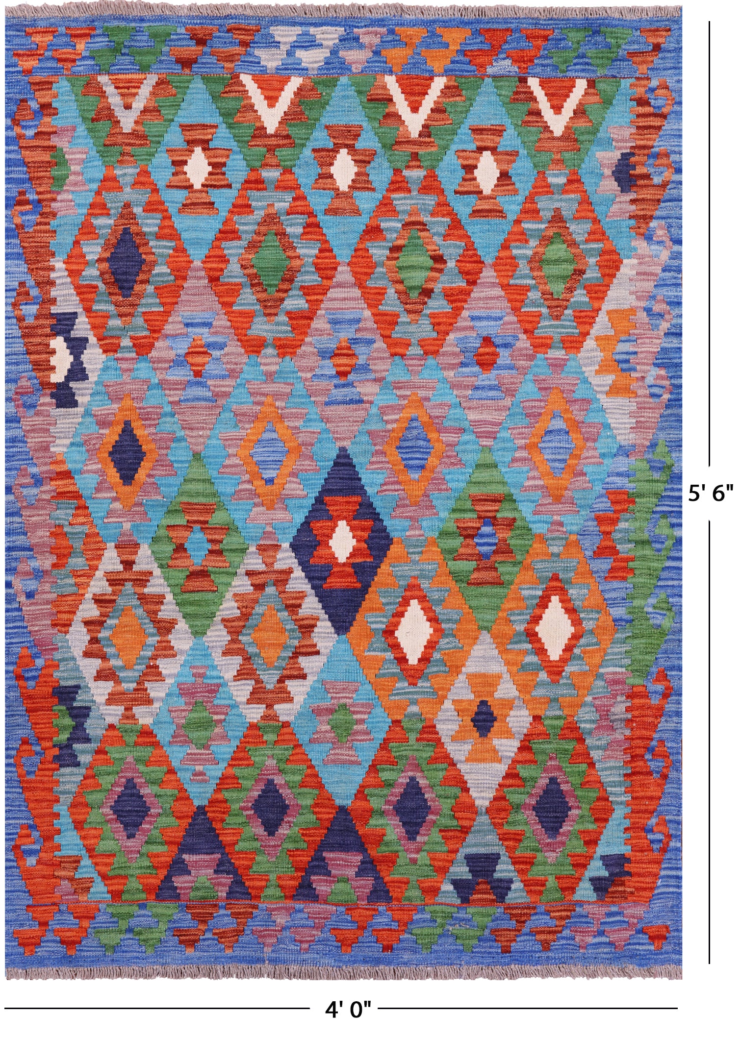 Reversible Kilim Flat Weave Wool On Wool Rug - 4' 0" X 5' 6" - Golden Nile