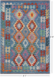 Reversible Kilim Flat Weave Wool On Wool Rug - 4' 1" X 5' 9" - Golden Nile