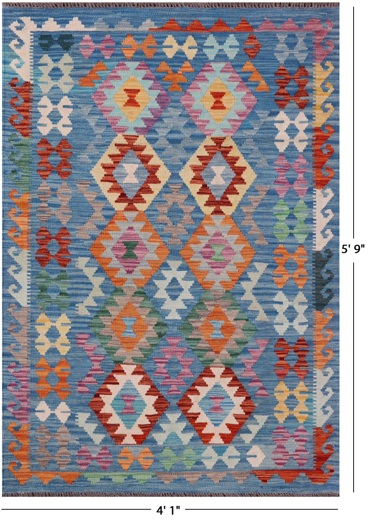 Reversible Kilim Flat Weave Wool On Wool Rug - 4' 1" X 5' 9" - Golden Nile
