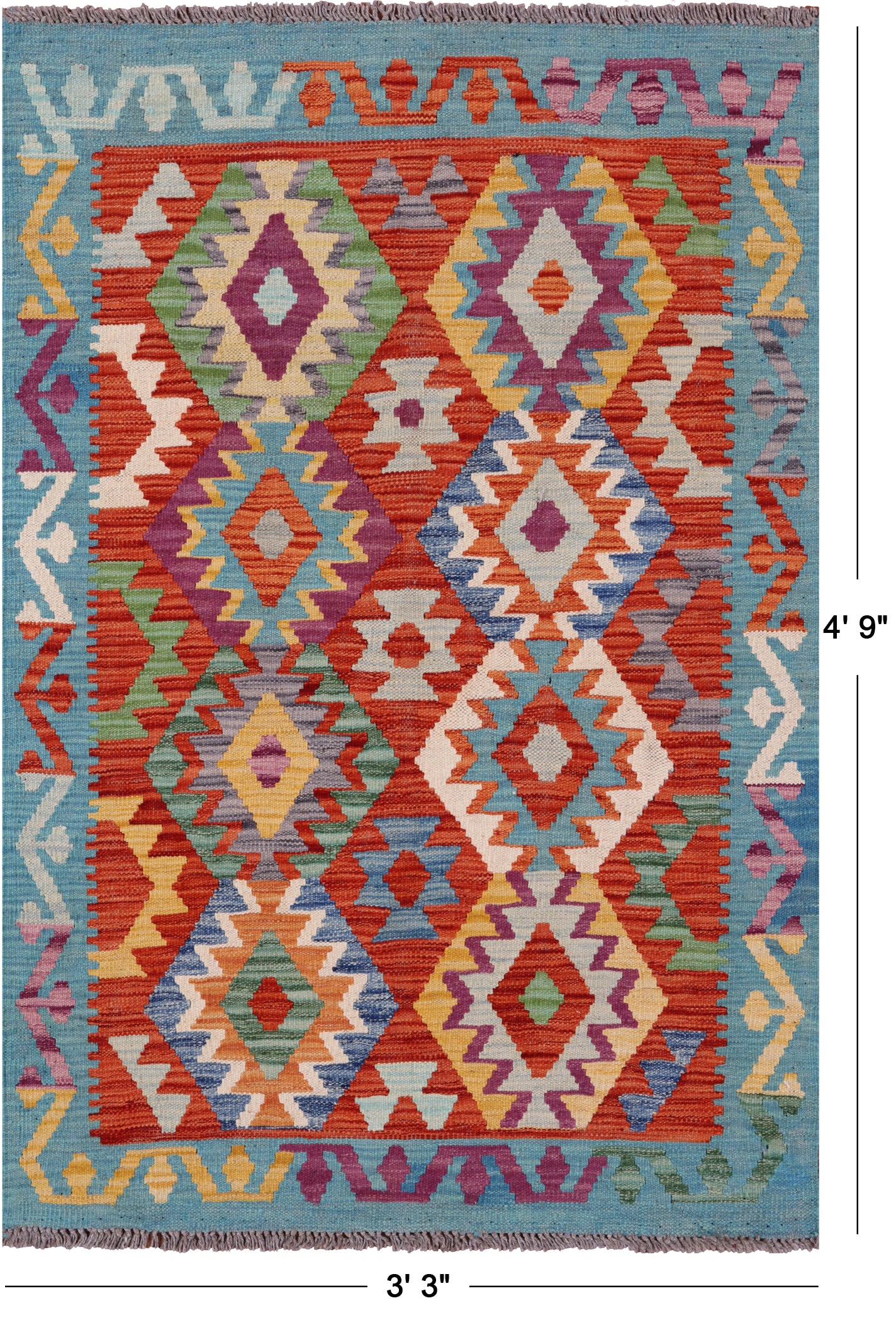 Reversible Kilim Flat Weave Wool On Wool Rug - 3' 3" X 4' 9" - Golden Nile