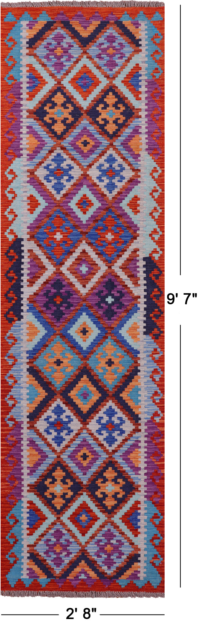 Reversible Kilim Flat Weave Wool On Wool Runner Rug - 2' 8" X 9' 7" - Golden Nile