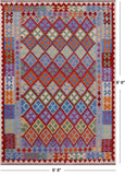 Reversible Kilim Flat Weave Wool On Wool Rug - 6' 8" X 9' 6" - Golden Nile