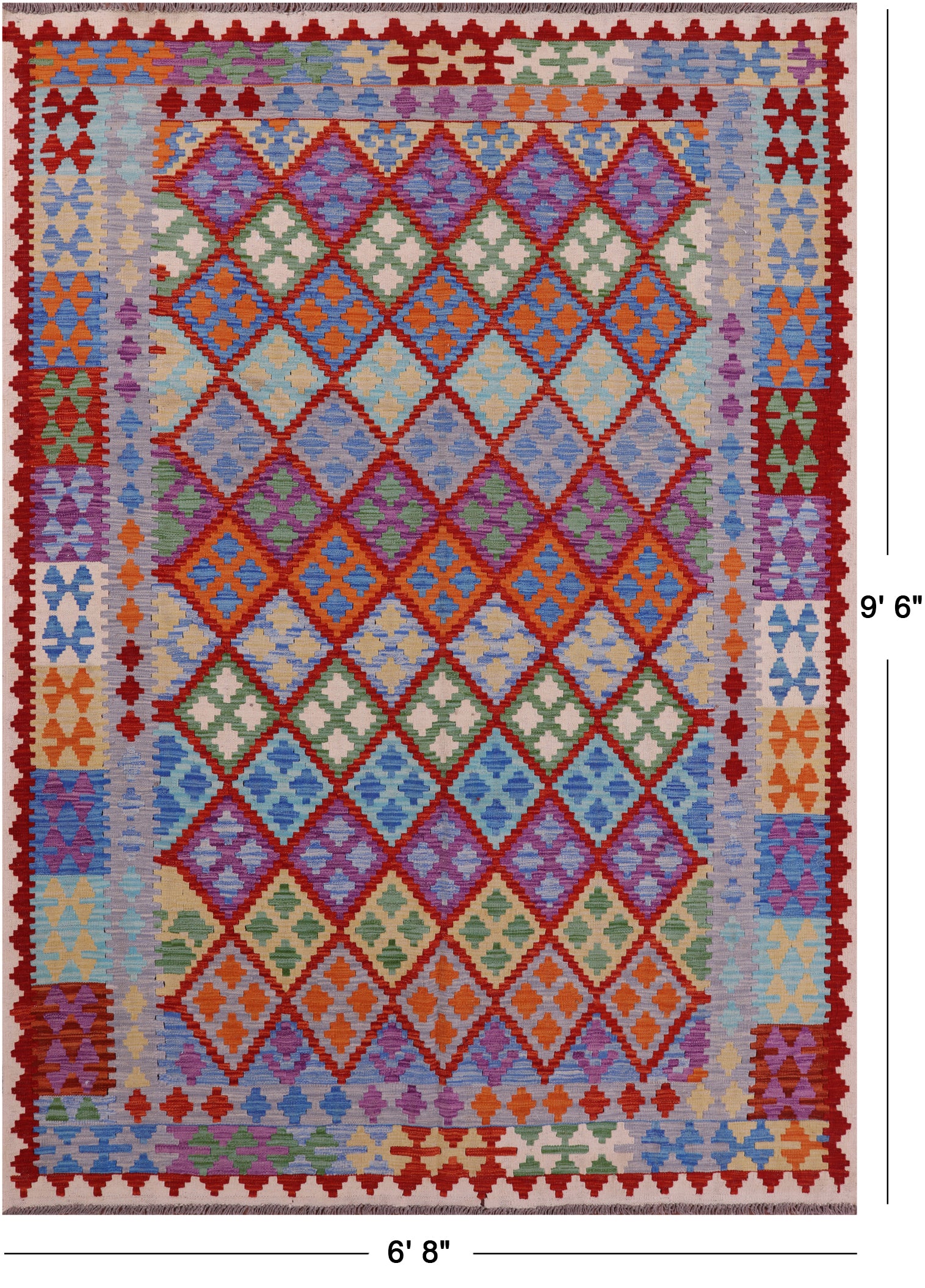 Reversible Kilim Flat Weave Wool On Wool Rug - 6' 8" X 9' 6" - Golden Nile