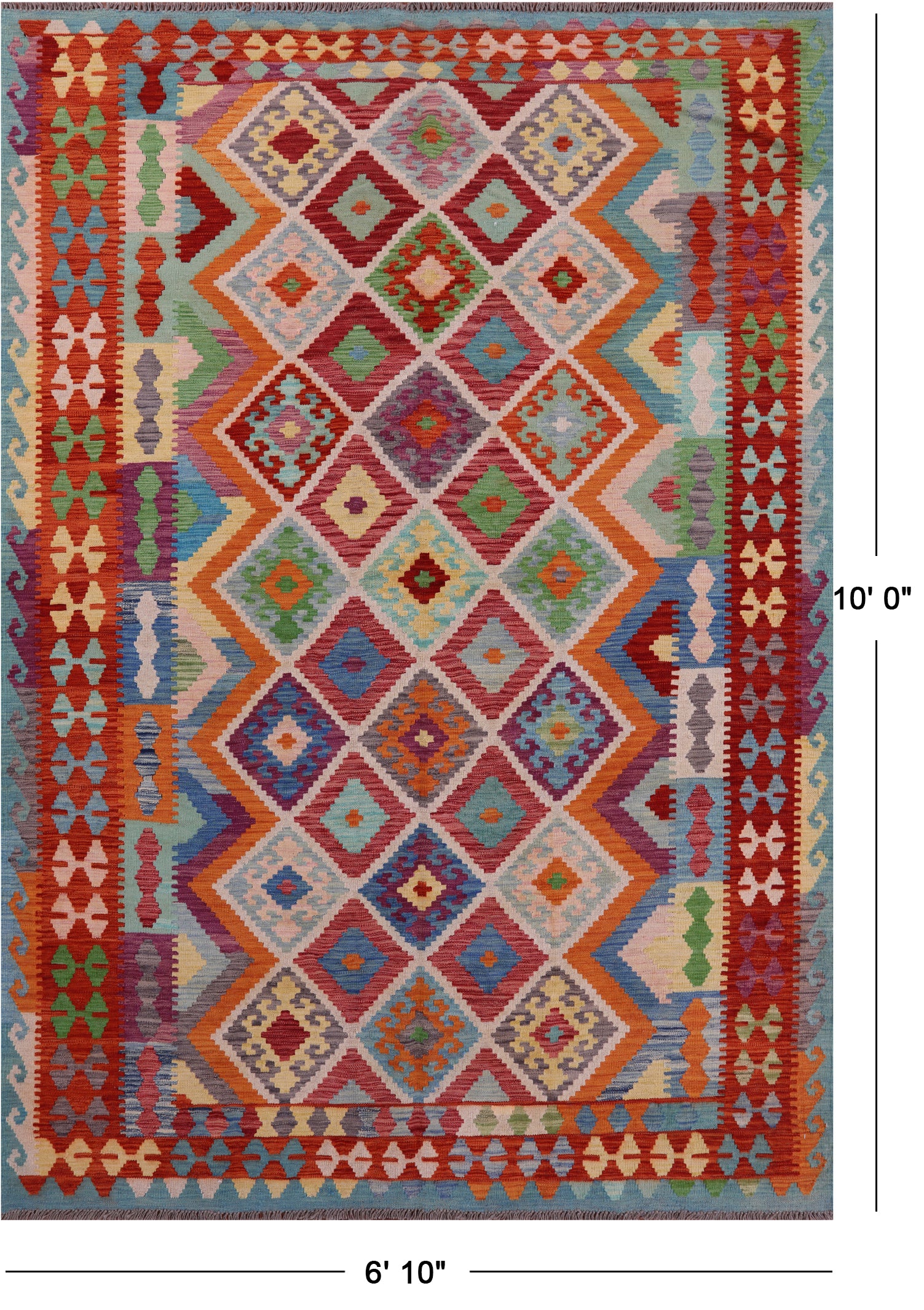Reversible Kilim Flat Weave Wool On Wool Rug - 6' 10" X 10' 0" - Golden Nile
