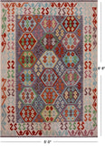 Reversible Kilim Flat Weave Wool On Wool Rug - 5' 0" X 6' 8" - Golden Nile