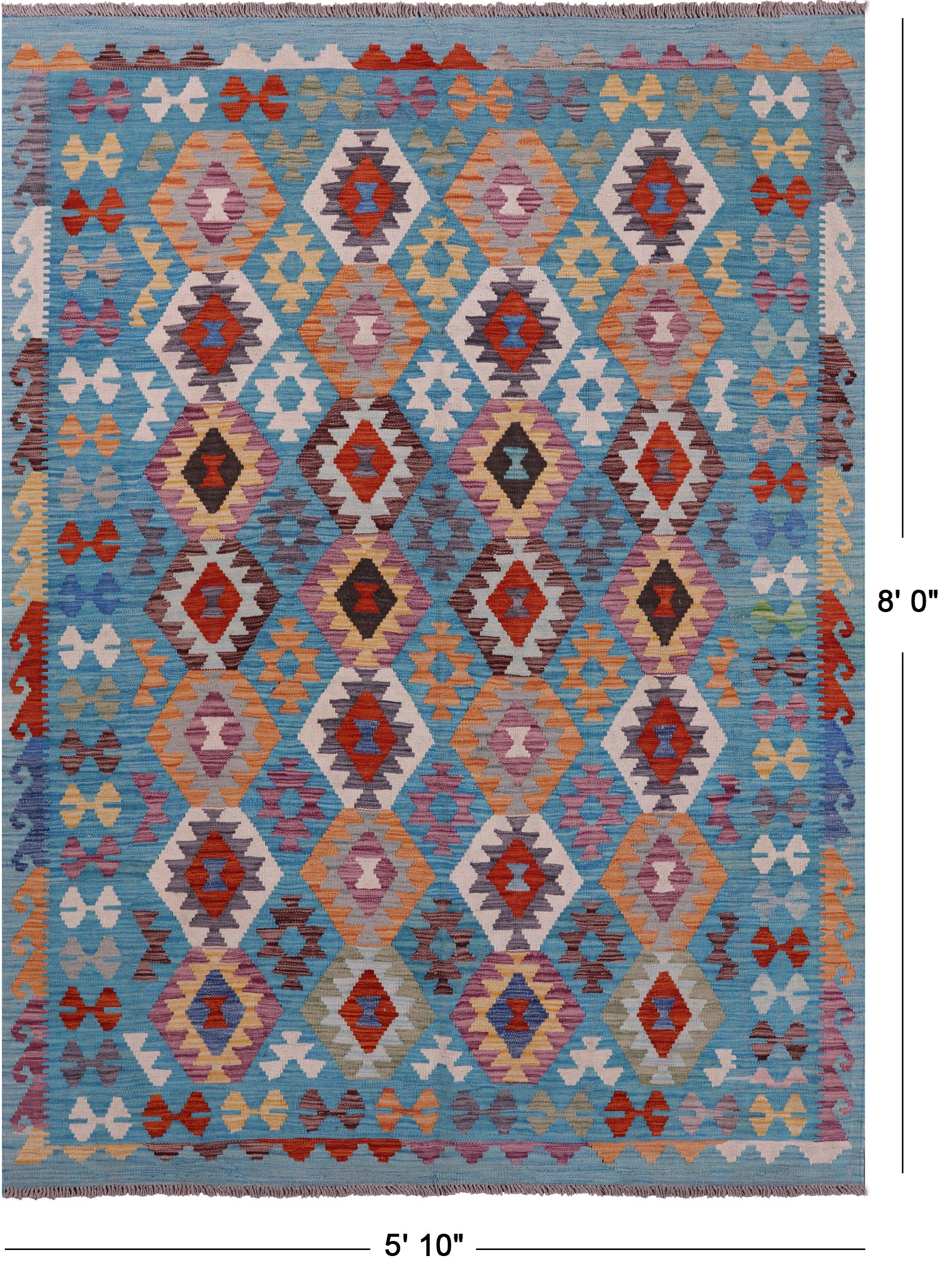 Reversible Kilim Flat Weave Wool On Wool Rug - 5' 10" X 8' 0" - Golden Nile