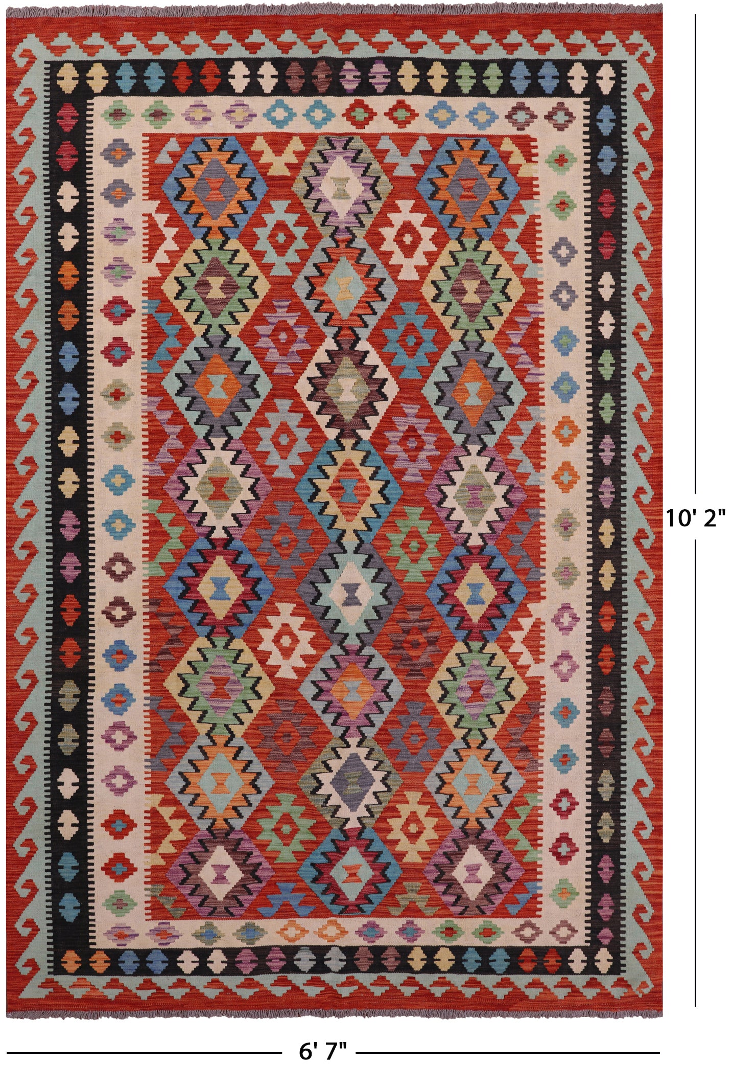 Reversible Kilim Flat Weave Wool On Wool Rug - 6' 7" X 10' 2" - Golden Nile