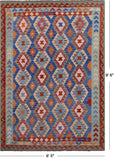Reversible Kilim Flat Weave Wool On Wool Rug - 6' 5" X 9' 6" - Golden Nile