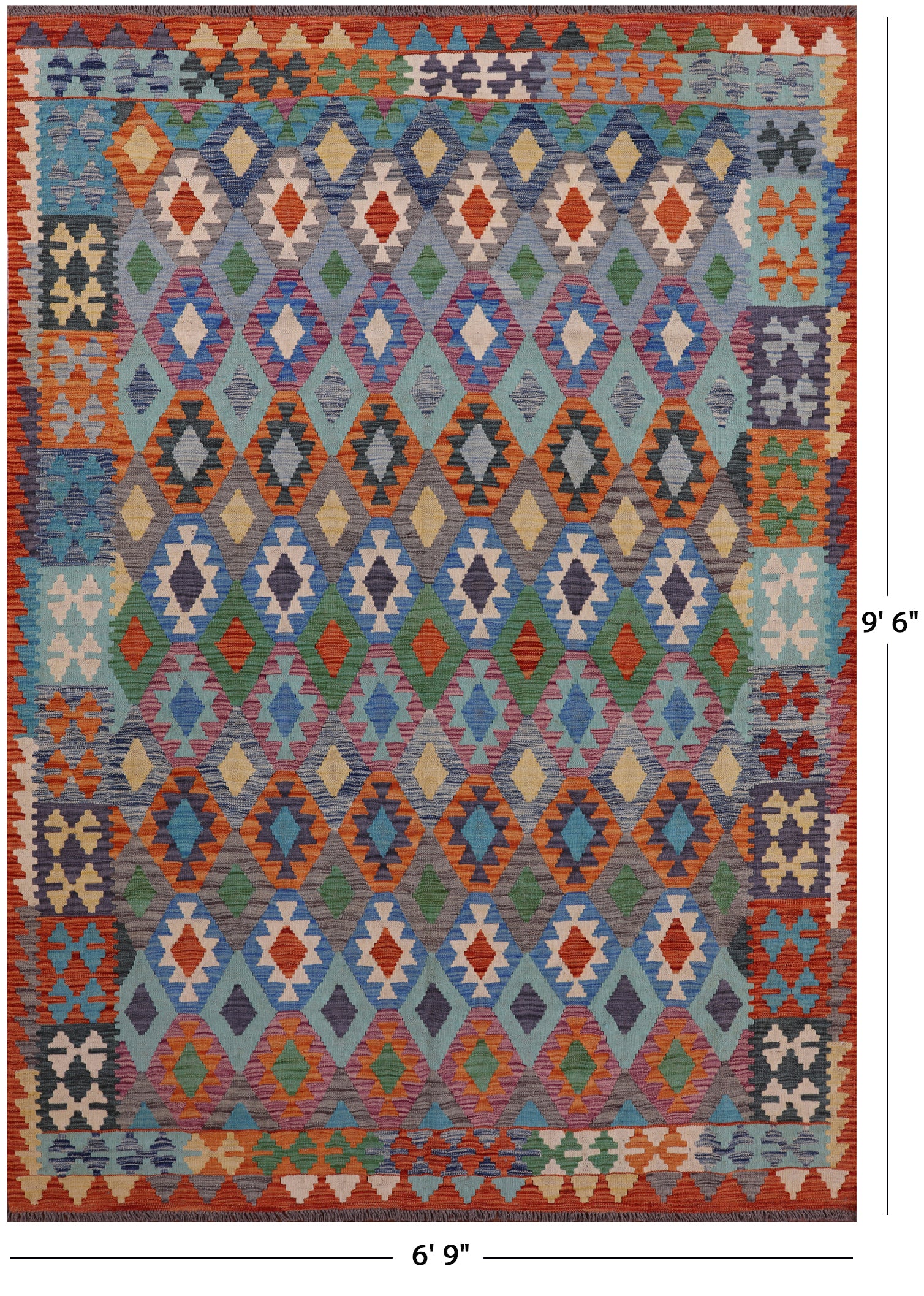 Reversible Kilim Flat Weave Wool On Wool Rug - 6' 9" X 9' 6" - Golden Nile