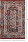 Reversible Kilim Flat Weave Wool On Wool Rug - 6' 6" X 9' 10" - Golden Nile