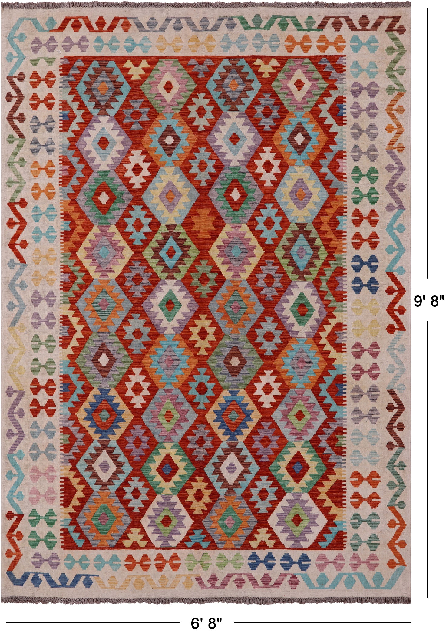 Reversible Kilim Flat Weave Wool On Wool Rug - 6' 8" X 9' 8" - Golden Nile
