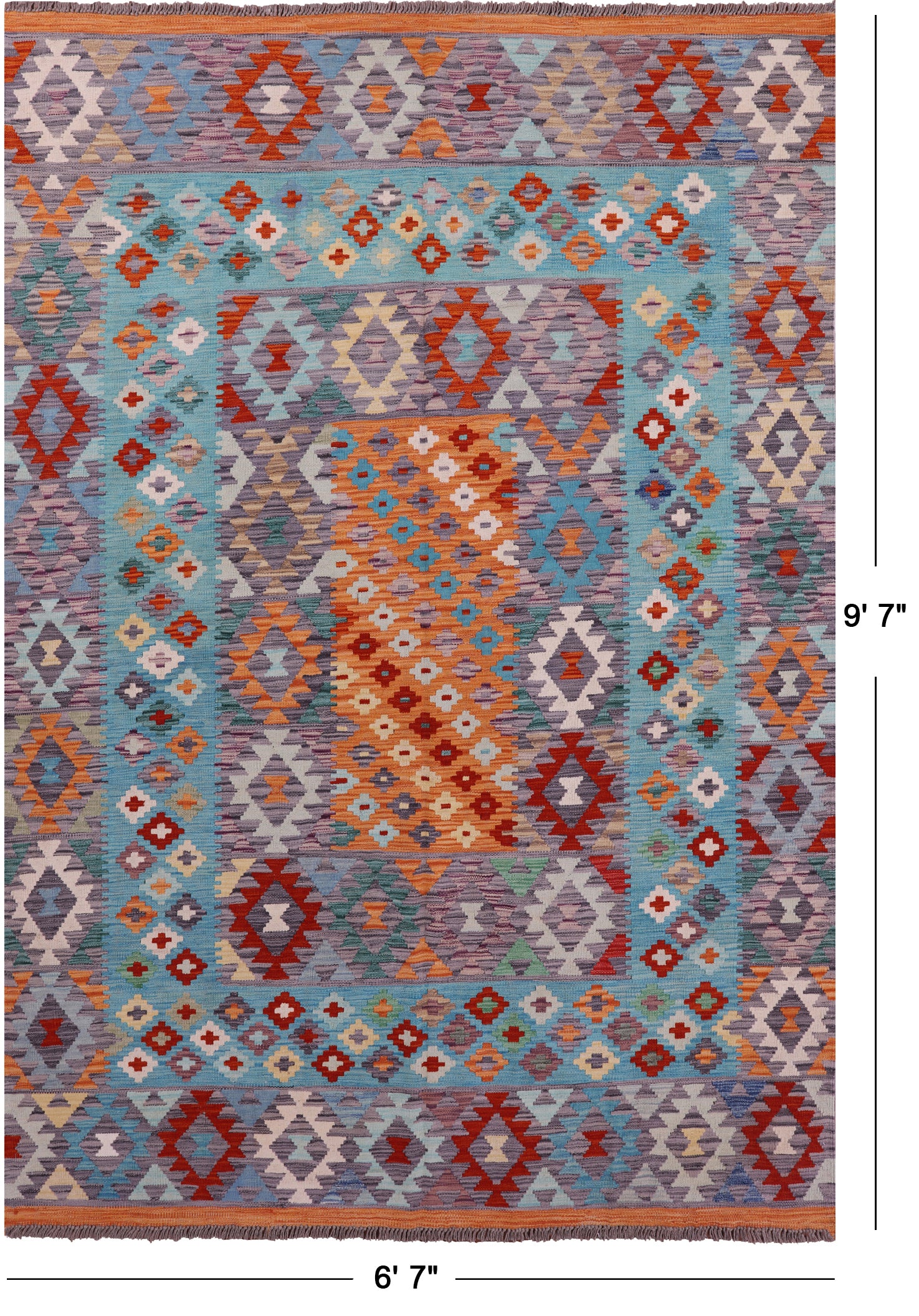 Reversible Kilim Flat Weave Wool On Wool Rug - 6' 7" X 9' 7" - Golden Nile