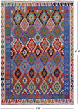 Reversible Kilim Flat Weave Wool On Wool Rug - 6' 9" X 9' 8" - Golden Nile