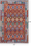 Reversible Kilim Flat Weave Wool On Wool Rug - 6' 5" X 9' 6" - Golden Nile