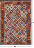 Reversible Kilim Flat Weave Wool On Wool Rug - 6' 8" X 9' 8" - Golden Nile