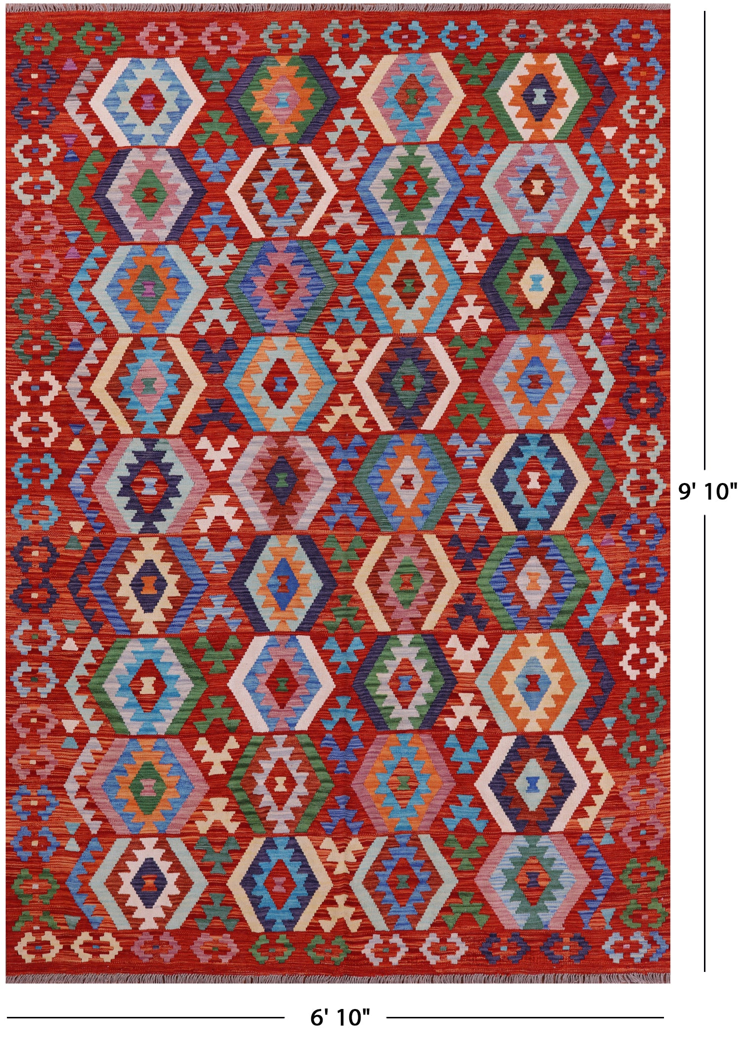 Reversible Kilim Flat Weave Wool On Wool Rug - 6' 10" X 9' 10" - Golden Nile