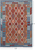 Reversible Kilim Flat Weave Wool On Wool Rug - 5' 7" X 8' 1" - Golden Nile