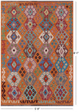 Reversible Kilim Flat Weave Wool On Wool Rug - 5' 9" X 8' 1" - Golden Nile