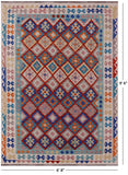 Reversible Kilim Flat Weave Wool On Wool Rug - 6' 8" X 9' 6" - Golden Nile