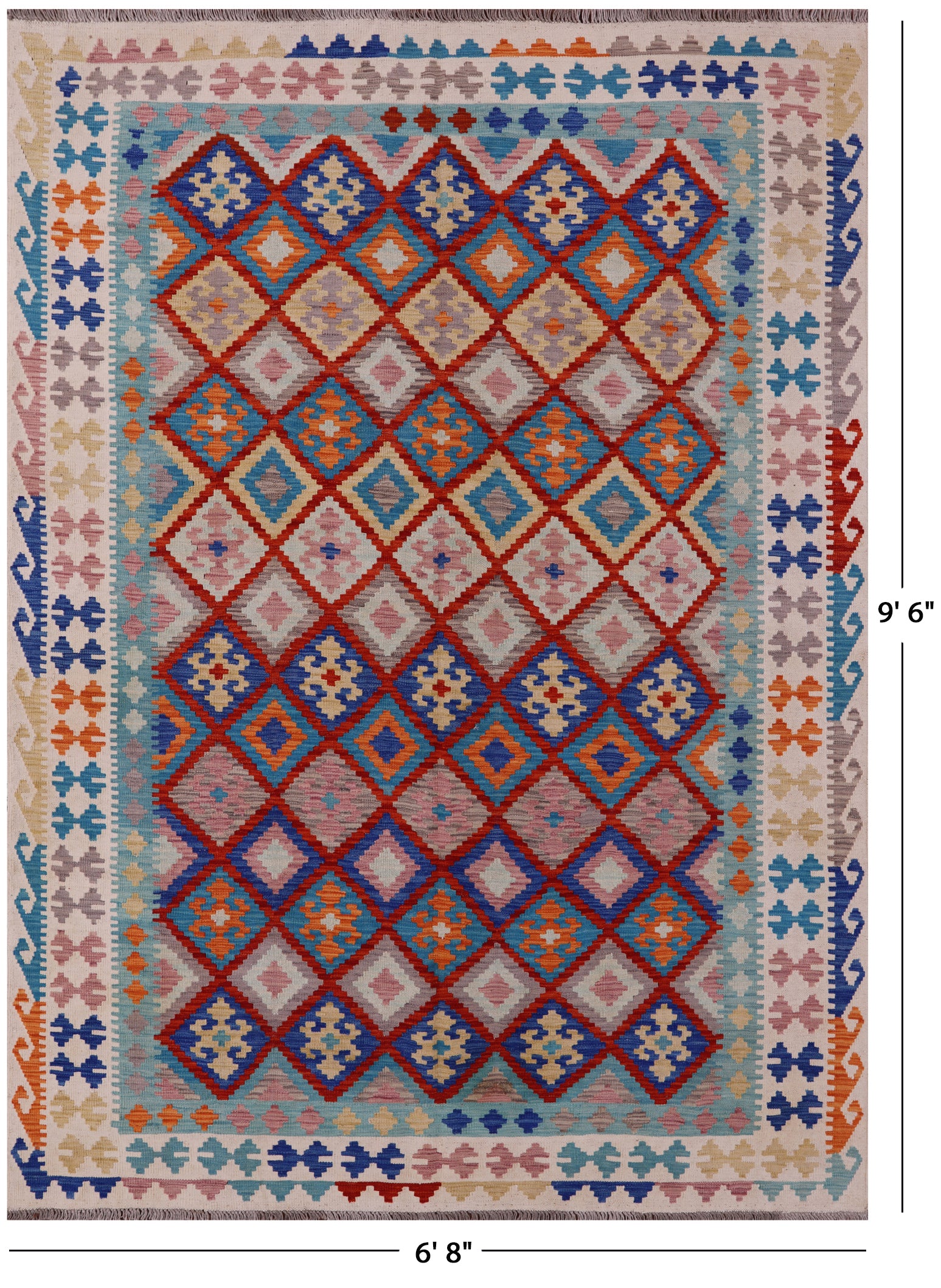 Reversible Kilim Flat Weave Wool On Wool Rug - 6' 8" X 9' 6" - Golden Nile