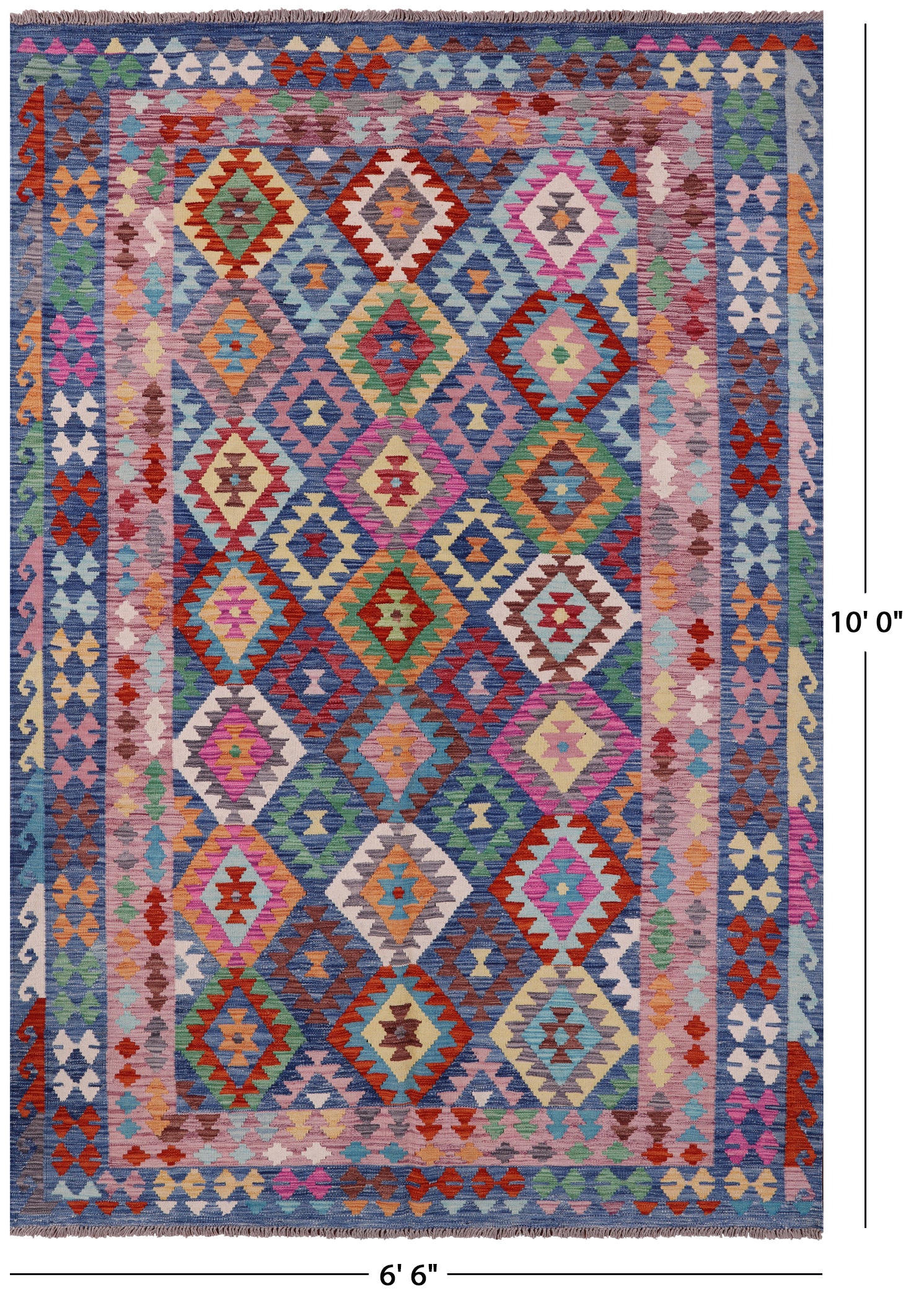 Reversible Kilim Flat Weave Wool On Wool Rug - 6' 6" X 10' 0" - Golden Nile