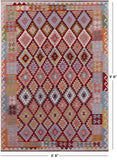 Reversible Kilim Flat Weave Wool On Wool Rug - 6' 8" X 9' 8" - Golden Nile