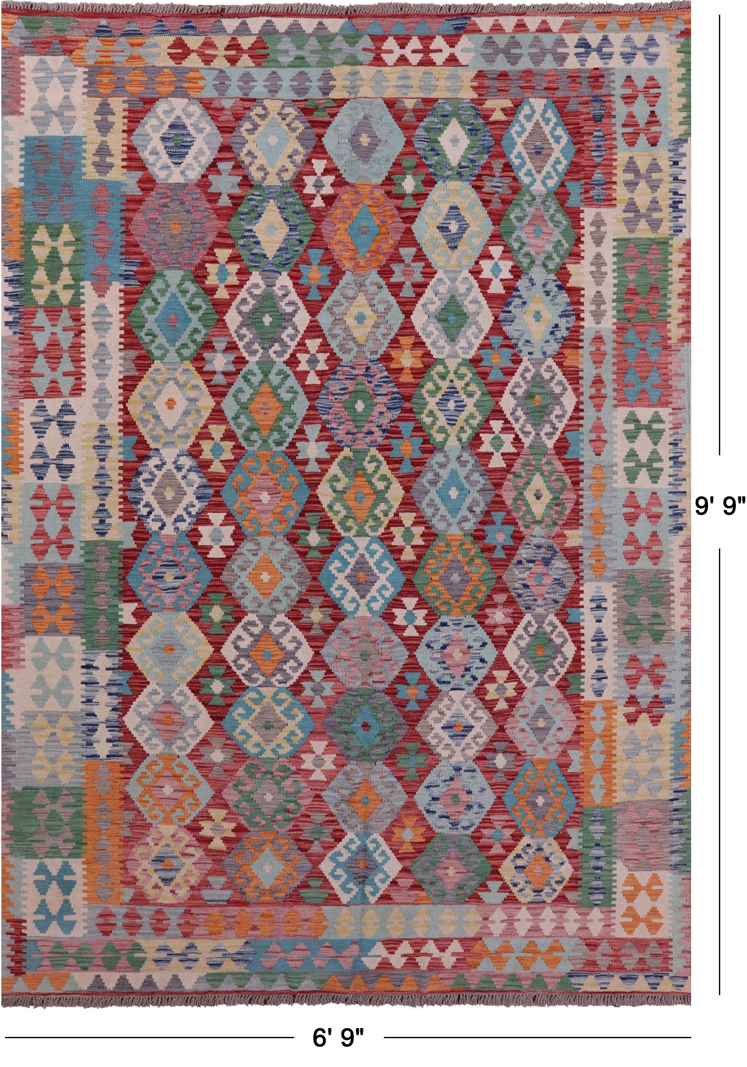 Reversible Kilim Flat Weave Wool On Wool Rug - 6' 9" X 9' 9" - Golden Nile