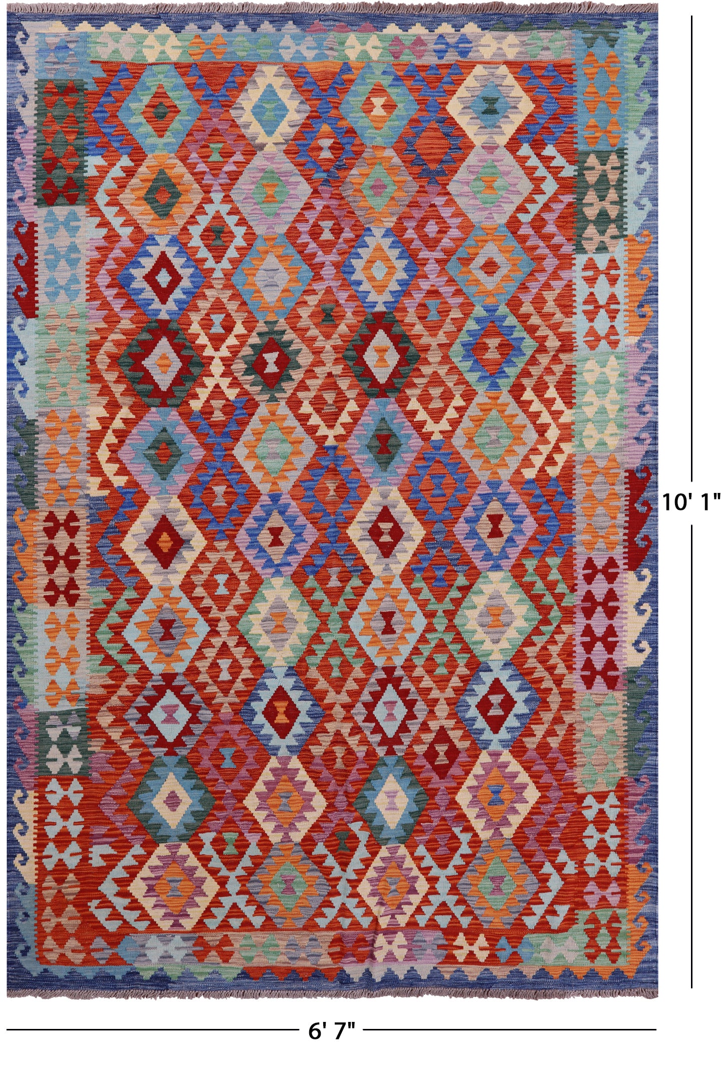 Reversible Kilim Flat Weave Wool On Wool Rug - 6' 7" X 10' 1" - Golden Nile