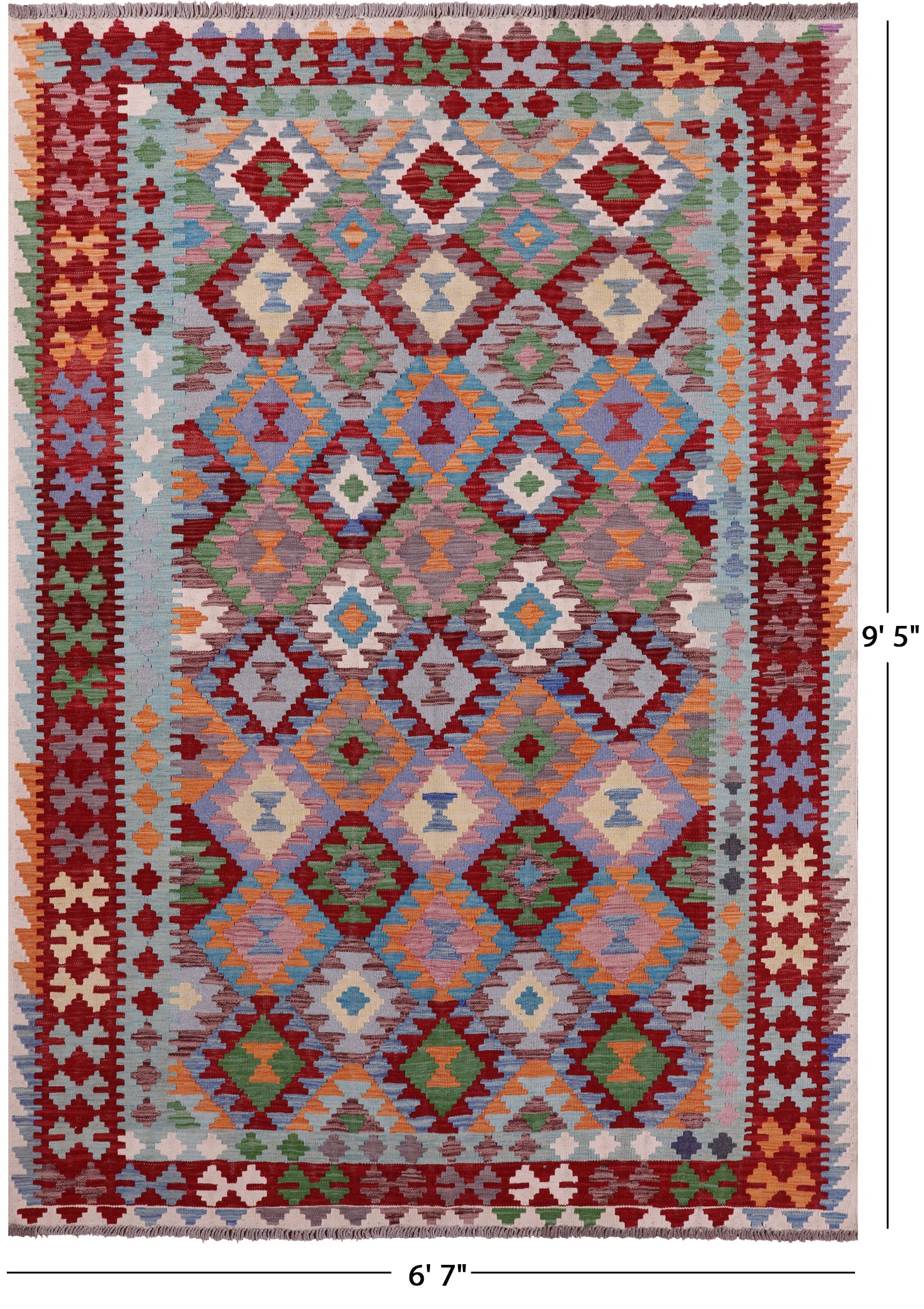 Reversible Kilim Flat Weave Wool On Wool Rug - 6' 7" X 9' 5" - Golden Nile